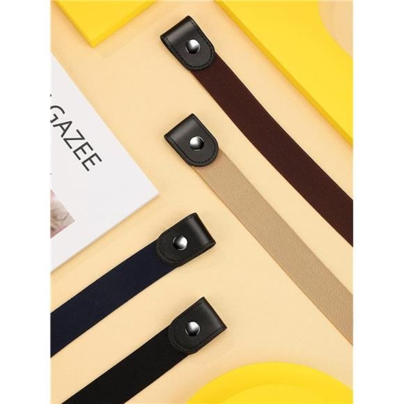 4 Pieces No Buckle Stretch Belt Adjustable Belt Invisible Elastic Belt main image 6
